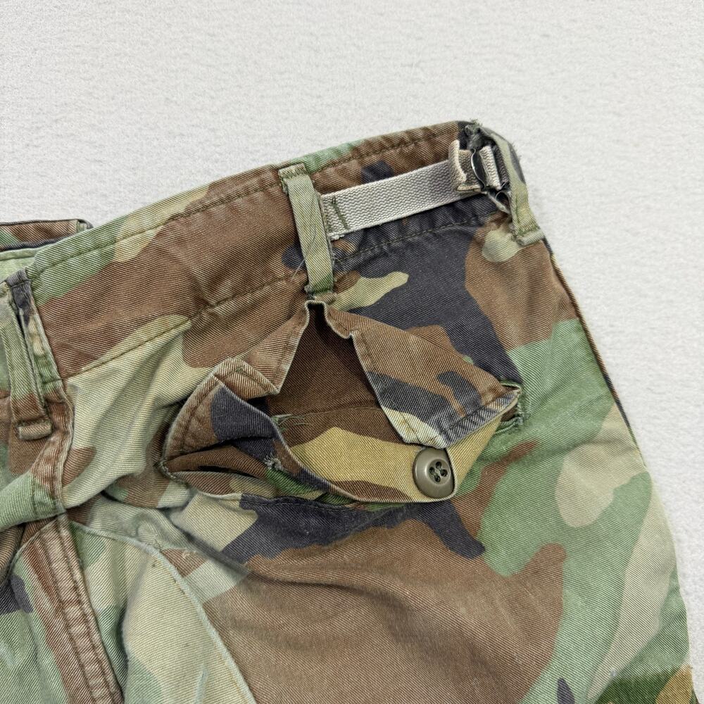Vintage Camo Cargo Pants Small Adjustable Army Military Woodland Distressed 90s - Picture 9 of 16